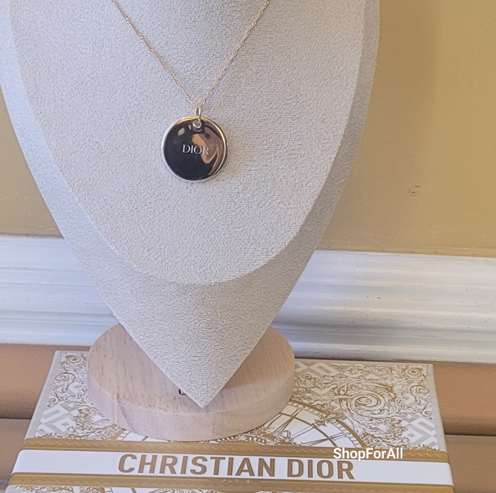 Christian Dior gold pendant Necklace gold tone & ceramic jadore - Picture 5 of 10